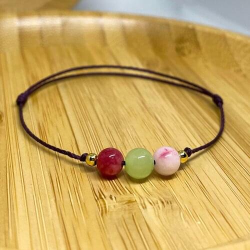 Women Red Thread Bracelets Natural Weathered Agate Blue Stones Minimalist Handmade Beads Jewelry 2021 Gifts to Friends Wholesale