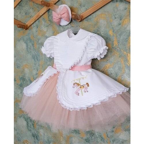 1-12Y Baby Girl White Lace Vintage Spanish Turkish Ball Gown Princess Dress for Birthday Christmas Eid