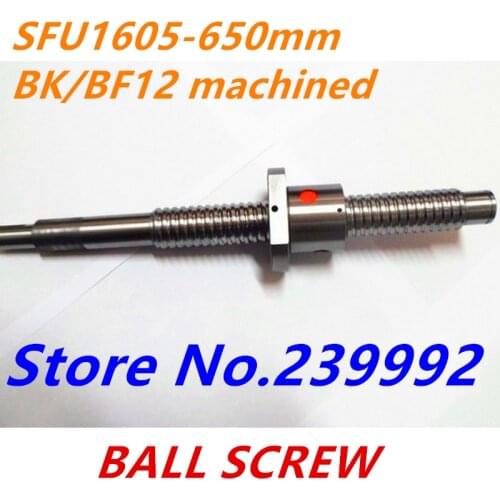 1pc Ball Screw SFU1605 650mm + 1pc RM 1605 Ballscrew Ballnut BK/BF12 end machined CNC Parts RM1605 650mm