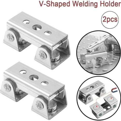 2pcs/lot Magnetic Clamps V-shaped Welding Holder Welding Fixture Tools Adjustable Magnet Welder Holder