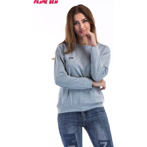 2019 FRAME BEN Women Fleeve Hoodies Spring Long Sleeve Sweatshirt Patchwork O-neck Pullovers Autumn Winter