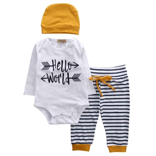 Pudcoco US Stock Kids Boy Girls Clothes Tops Long Sleeve T Shirt Romper Pants 3pcs Baby Outfits Set