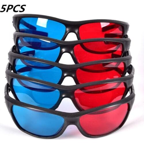 5pcs/set Frame Red Blue 3D Glasses For Dimensional Anaglyph Movie Game DVD Black