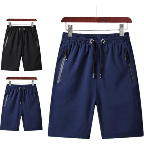 50% Hot Sales!!! Men Shorts Solid Color Zipper Pockets Drawstring Quick Dry Knee-length Shorts Short Pants for Outdoor Sports