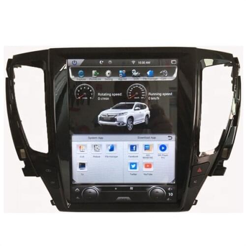 IPS screen car gps navigation with steering wheel Tesla style android system car radio for Mitsubishi Pajero Montero/L200 2016