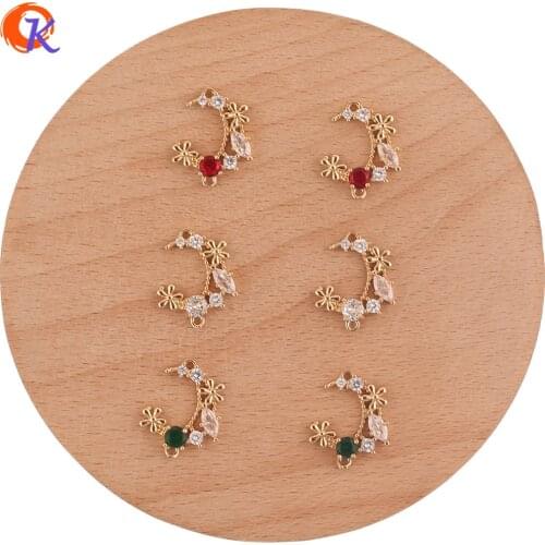 Cordial Design 40Pcs 15*18MM Jewelry Accessories/Colored Crystal Charms/Moon Shape/Hand Made/Earring Findings/Connect/DIY Making