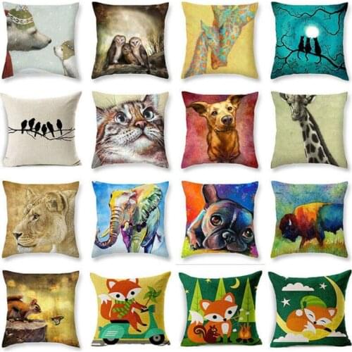 Hglegywanimal Throw Pillowcase Cushion Case Cute Home Friends Cotton Linen Soft Room Gifts Single Sides Printing