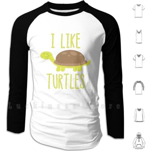 I Like Turtles Funny Cute Turtle Lover Hoodie Long Sleeve Meme Turtles News Funny
