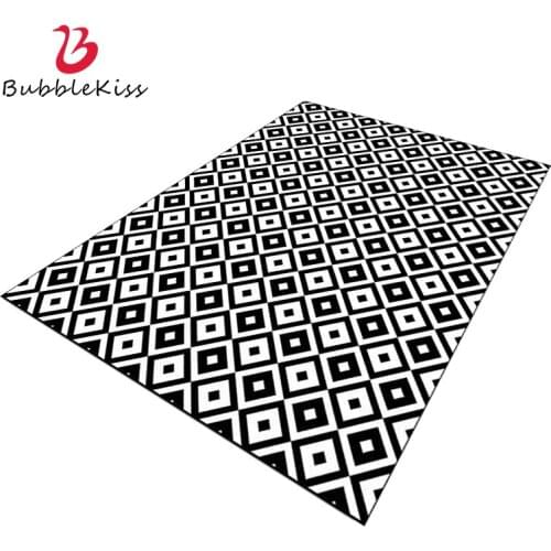 Bubble Kiss Modern Carpets For Living Room Home Custom Rugs Decor Teens Black White Lattice Anti Slip Foot Pad Bedroom Floor Mat
