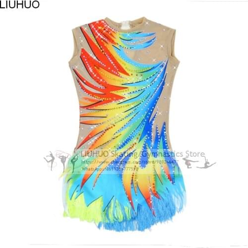 LIUHUO Rhythmic Gymnastics Leotards Girls Kids Performance Gymnastics Leotards Womens Girls' Kids Leotards Spandex Dance Dress