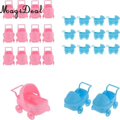 MagiDeal 12pcs/Set Plastic Baby Carriage Baby Shower Party Favor Table Decorations Pink/Blue