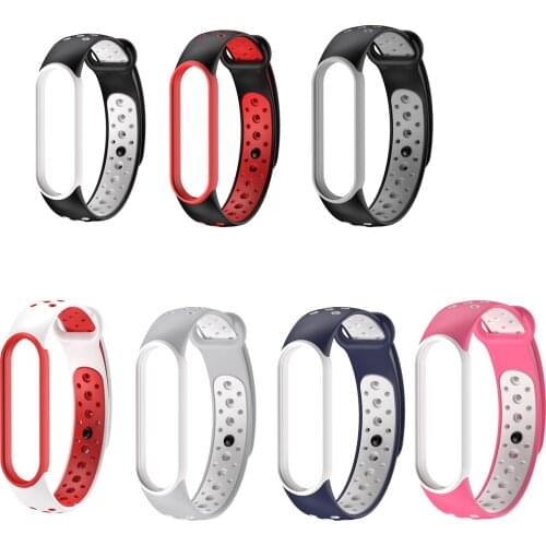 Gosear Fashion Dual-Color Soft Silicone Watch Band Wristband Bracelet Strap for Xiaomi Mi Band 5 Smart Bracelet Accessories