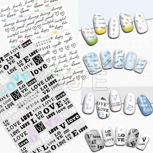 DIY Label Love Nail Sticker on Nails Art Back Glue Familly Sticker Decal Manicure Design Happy Good Nail Art Decoration Sticker