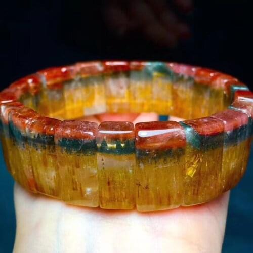 Genuine Natural Cacoxenite Auralite 23 Red Purple Bracelet 20x10.8x6.8mm Canada Women Rectangle Beads Gold Rutilated AAAAAA