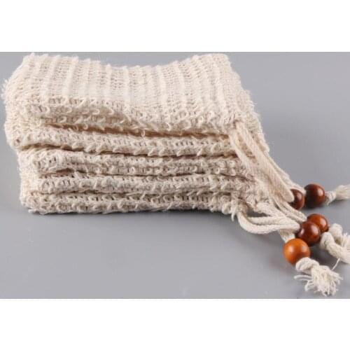 Natural Exfoliating Shower Bath Foaming Mesh Soap Saver Sisal Soap Saver Bag Pouch Holder LX8029