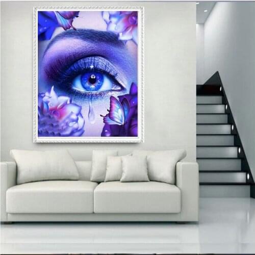 New 3D Diamond Embroidery Purple eyes picture of Rhinestone Mosaic 5D DIY Diamond Painting Full square/Round Decor crafts FG1198