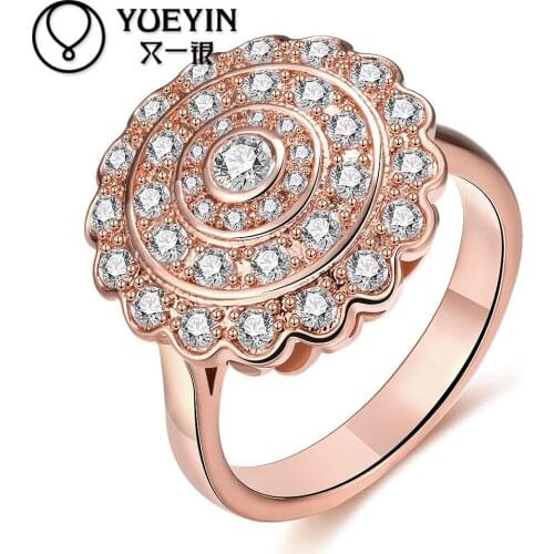 Rose gold color Engagement rings for lady crystal jewelry anelli donna Super Offer jewellery Gift for Anniversary