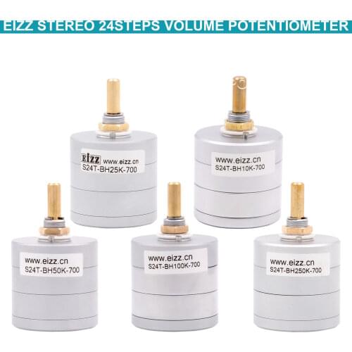 VOLUME POTENTIOMETER EIZZ Stereo 10K 25K 50K 100K 250K 24 Steps LOG Stepped Attenuator ROTARY SWITCH for HiFi AUDIO DIY Project