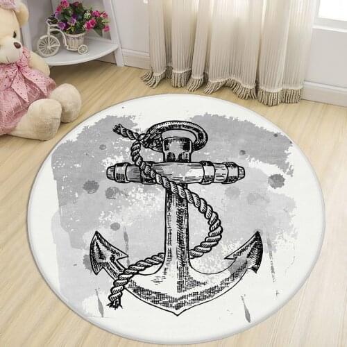 Gray Round Kids Room Rug clock numbers girl heart educational carpet