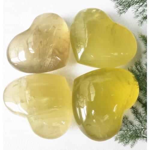 7-8cm Top Pretty Natural citrine Crystal Heart Polished Yellow Quartz Gemstone Hearts Chakra Healing