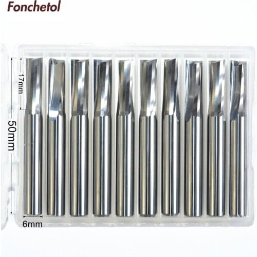 6mm*17mm-10pcs CNC solid carbide End Mill,tungsten steel woodworking insert router bit,2 Flutes Straight milling cutter,MDF,PVC