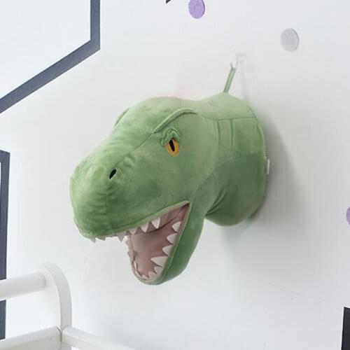 Baby Room Decoration 3D Plush Toy Dinosaur Unicorn Dog Bear Deer Elephant Animal Head Wall Hanging Decor Nursery Room Decoration