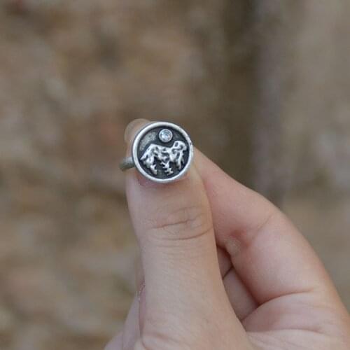 Vintage Mountain Crystal Open Adjustable Ring Forest Plant Jewelry