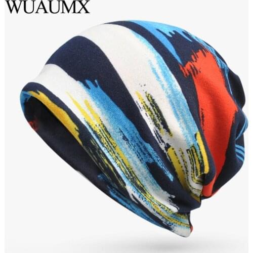Wuaumx HOT Beanies Hats For Women Men Double Layer Skullies Beanies Cap 3 in 1 Hip Hop Hedging Cap Plus Velvet Ring Scarf Bonnet