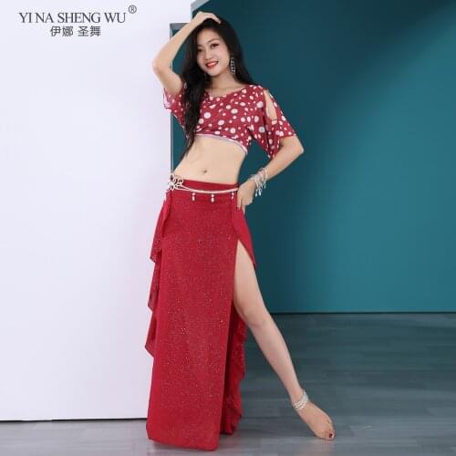 Belly Dance Summer Female Elegant Practice Clothes Sexy Wave Point Top Oriental Dance Performance Group Competition Long Skirt