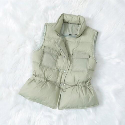 Fashion Light Thin Warm Sleeveless Vest Women for Spring Padded Female Short Duck Down Feather Jacket Office Korean Style White