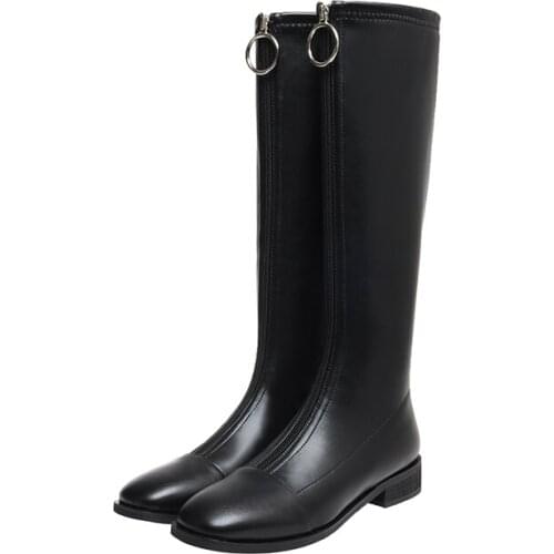 New style Fashion boots Genuine leather Female boots Womens boots Front zipper cowhide Womens shoes