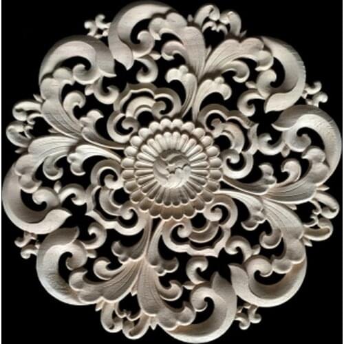 1PC European Wood Carving Rose Appliques Frame Wooden Decals for Furniture Walls Doors Cabinets Home Decoration