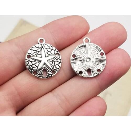 10pcs/lot--20x22mm, starfish cham,Antique silver plated sand dollar charms,DIY supplies,Jewelry accessories