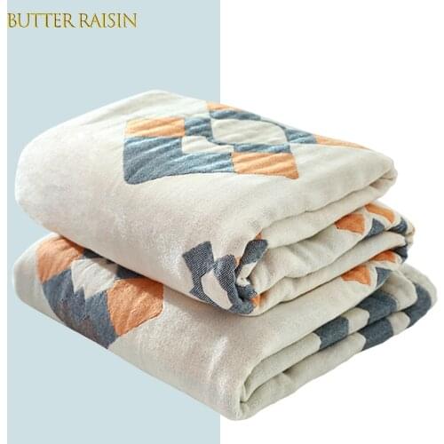 100% Cotton Muslin Blanket for Bed Sofa Travel Breathable Soft Throw Blanket Printing Air-conditioning Bedspread Blankets Quilt