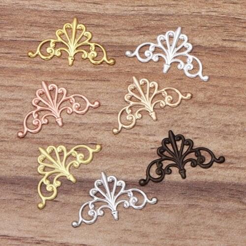 100pcs 16x28mm Brass Hollow Out Flower Piece Filigree Wraps Connectors Charm DIY Hand Made Accessories For Jewelry Making
