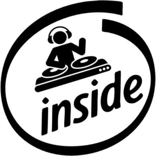 15x15CM DJ INSIDE Funny Black/Silver Vinyl Decal Car Sticker Car-styling S8-0713