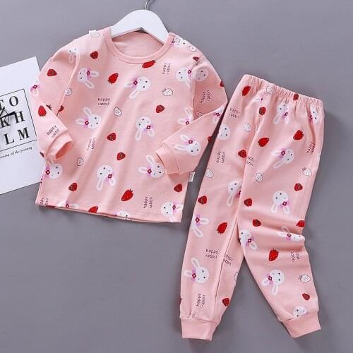 2020 Children Pajamas Set Autumn Soft Cotton Thermal Underwear Kids Cartoon Sleepwear Boys Girls Clothing Suit Pyjamas Nightwear