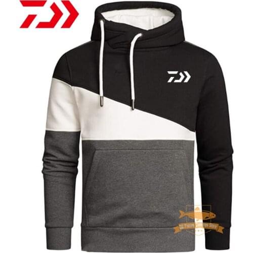 2021 DAIWA Fishing Clothes Winter Autumn Mens Windproof Warm Hooded Fishing Fleece Jackets Outdoor Sport Hiking Fishing Sweater
