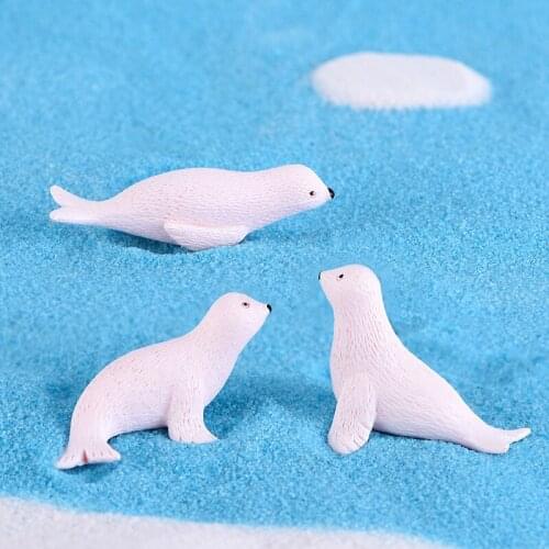 3Pcs/lot Artificial Animal Cute MIniature Seal Fairy Garden Figurines Mini Garden Micro Landscaping Decor Resin Craft Supplies