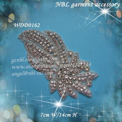 30 PIECES) Crystal bridal beaded rhinestone applique patch for wedding evening dress and bag headband DIY iron on WDD0162