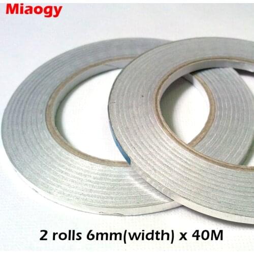 Promotion! 2rolls 6mm* 40 meters *0.06mm Adhesive Aluminum Foil Tape for EMI Shielding