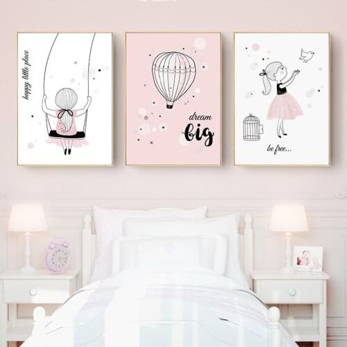 5D DIY Full Square Diamond Painting Pink Cartoon Girl Birds Diamond Embroidery Picture Cross Stitch Mosaic Home Decoration Gift