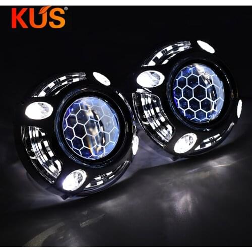 2.5inch Bixenon Projector Lens with DRL Day Running Angel Eyes Hid Xenon Kit H1 H4 H7 Hid Projector Lens Headlight Car Styling