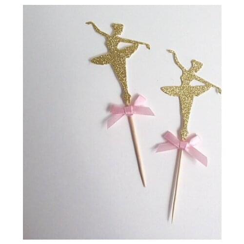 GLITTER ballet dancer Cupcake Toppers birthday country Wedding Bridal baby Shower Engagement Party Bachelorette food picks