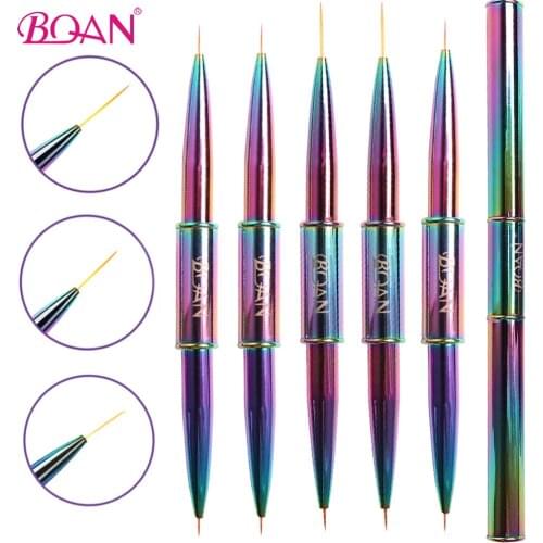 BQAN Multicolor Double Head Nail Brush Liner Drawing Brush Liner Brush Painting Pen Gel Polish Nail Art Manicure Tools