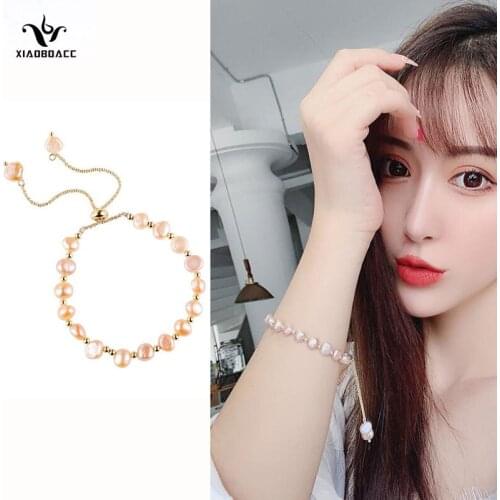 XiaoboACC Korean Fashion Baroque Freshwater Pearl Small Crowd Design Bracelet