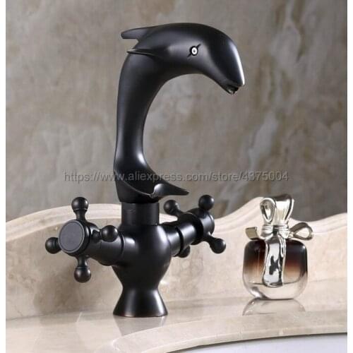 Basin Faucets Oil Rubbed Bronze Bathroom Sink Faucet Double Cross Handle Bath kitchen Mixer Hot and Cold Tap Nnf314