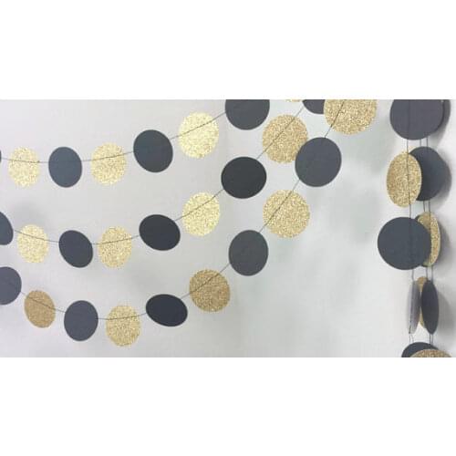 Black and Gold Circle Garland - Gold Wedding Decor - Gold Glitter Garland - Black Gold Bridal Shower