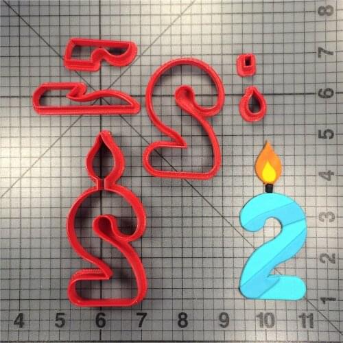 Birthday Digital Candle 2 Cookies Die Cutting Kitchen Baking Supplies Home DIY Cake Icing Decoration Kit 3D Printed Custom Seal