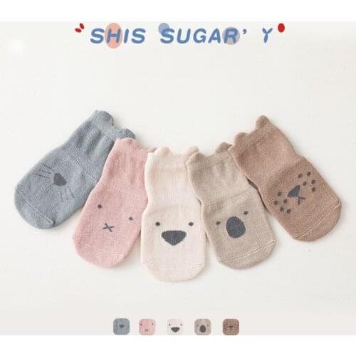 21New Autumn Winter Children Floor Socks Pink Cartoon Animals Combed Cotton Baby Socks Baby Non-slip Toddler Socks for 0-5Years